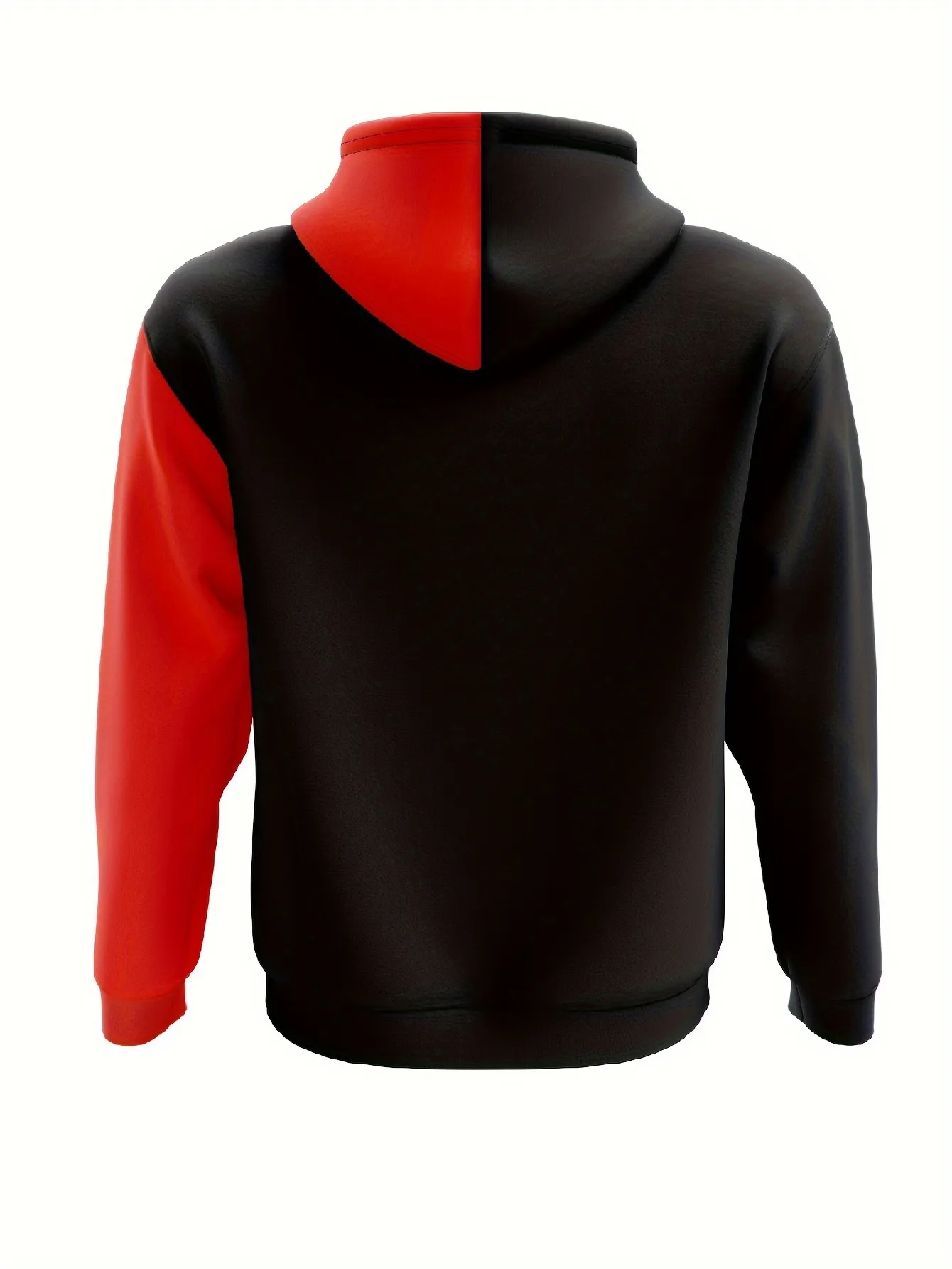 RED GHOST WINGS HOODIE/ブラック×レッド/パーカー Men's Color Block comfort hoodie with Smiling Face