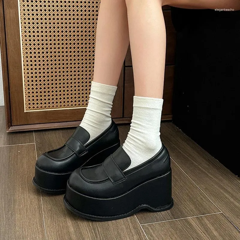 Wedge Heels for Women Platform Dress Shoes Black PU Slip-On Pumps with  Round Toe and Thick Sole from Dhgate Dress Shoes - price 47.38
