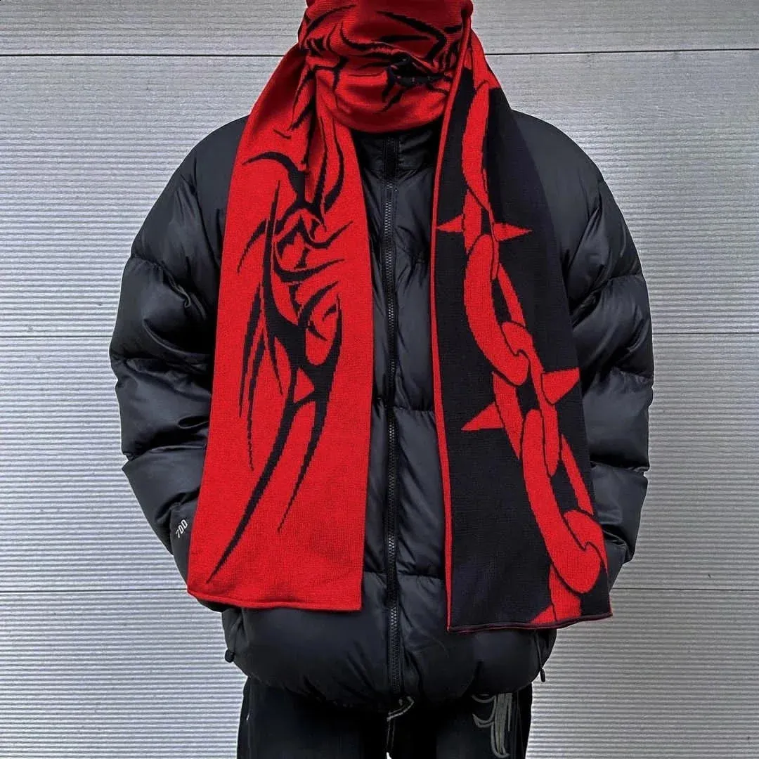 Anime Goth Scarf - Japanese Shackles Knitted Scarf, Y2K