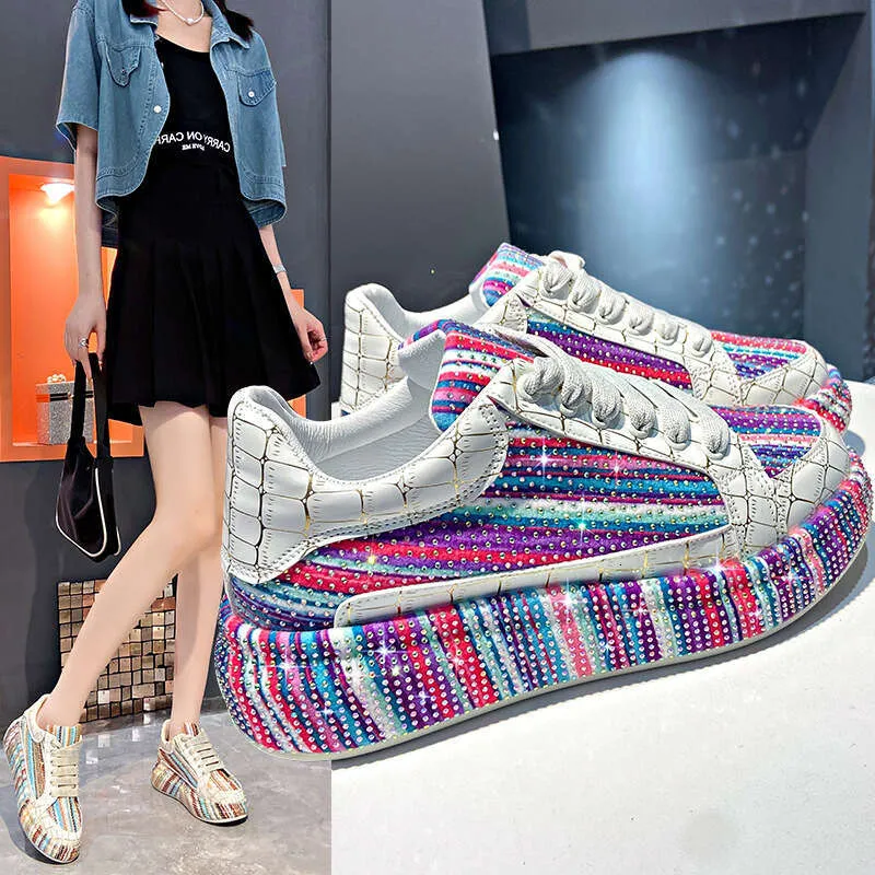 Women's Casual Flat Shoes with Colorful Diamond Design - Autumn Winter ...