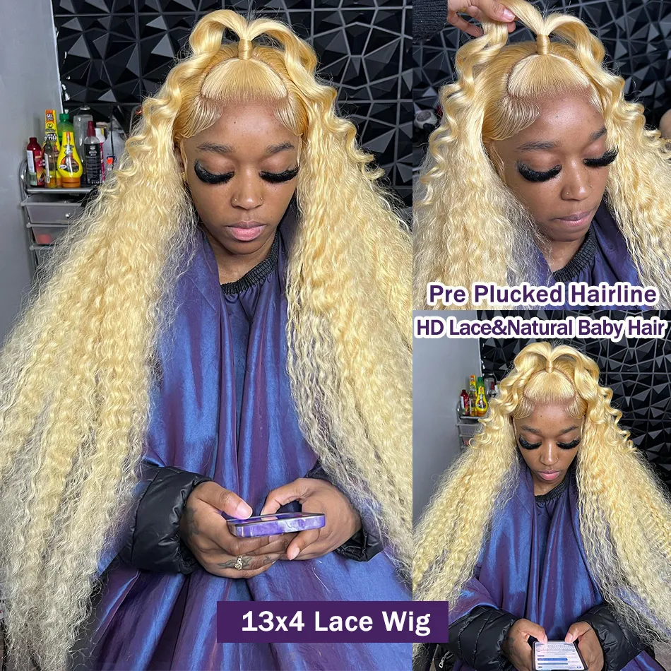 13x6 wig lace wigs 613 Honey Blonde Human Hair Wig, 13X6 Lace Frontal Water Wave, Transparent  Brazilian Remy 13X4 Loose Deep Wave Front Wig