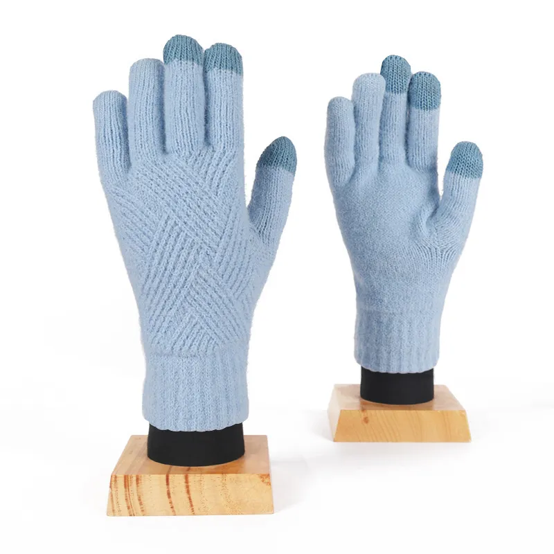 Luxury Wool Velvet Knitted Gloves for Men Touchscreen Compatible