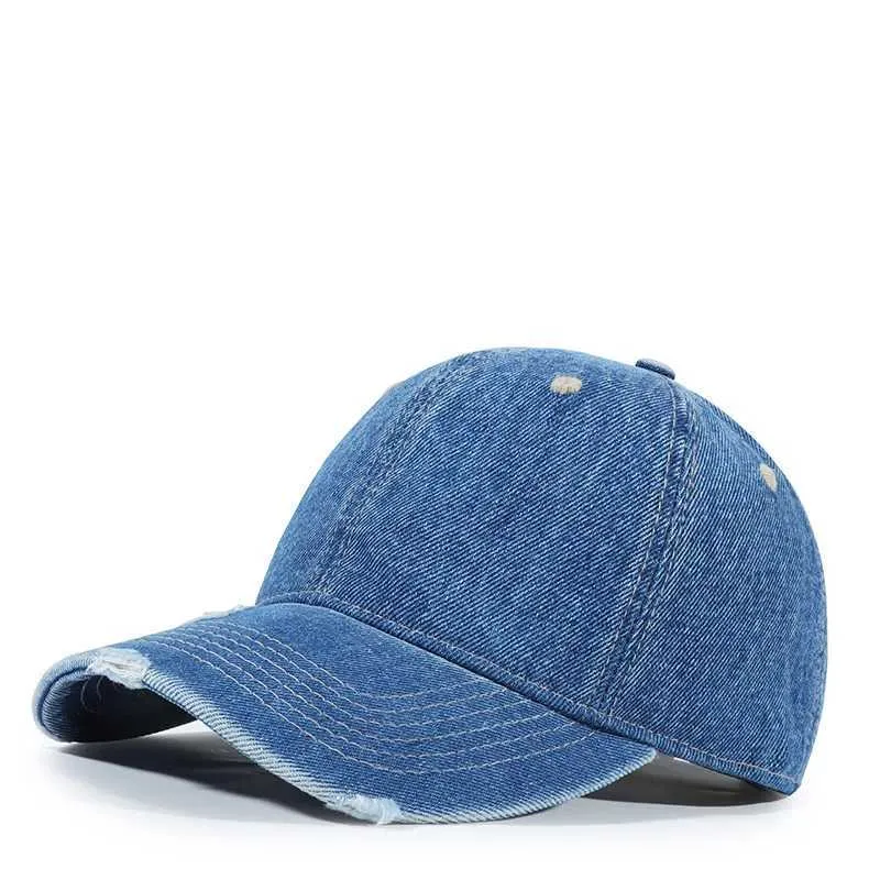 Denim Washed Baseball Cap: Wide Brim Sun Protection Denim Washed Baseball Cap: Wide Brim Sun Protection