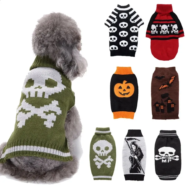 XXS Dog Apparel Winter Halloween Skulls Dog Sweater, Puppy