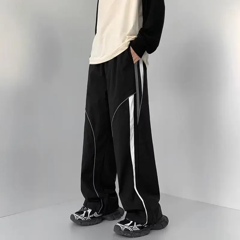 Autumn Mens American Style Quick Dry Straight Leg Sports Oversized Trousers With Trendy Niche Design And Sensible Stripe Color Block From Ximipu 11.24 DHgate.Com