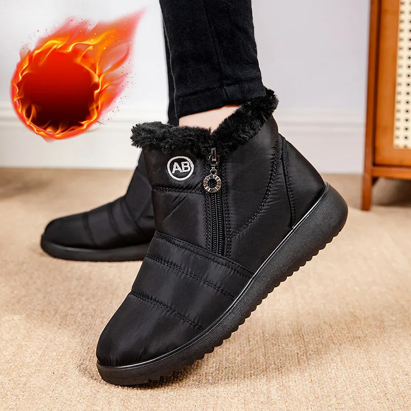 Ankle Boots Womens Waterproof Zip Boots Fuzzy Ankle Boots: Women's