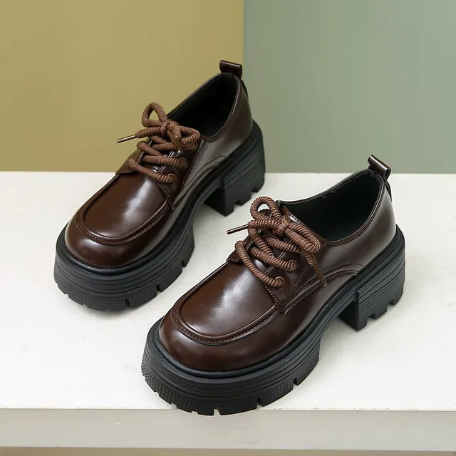 Womens Brown Platform Flats Loafers Lace-Up Oxford Shoes with Rhinestone  Decoration and Peep Toes from Dhgate Dress Shoes - price 87.24