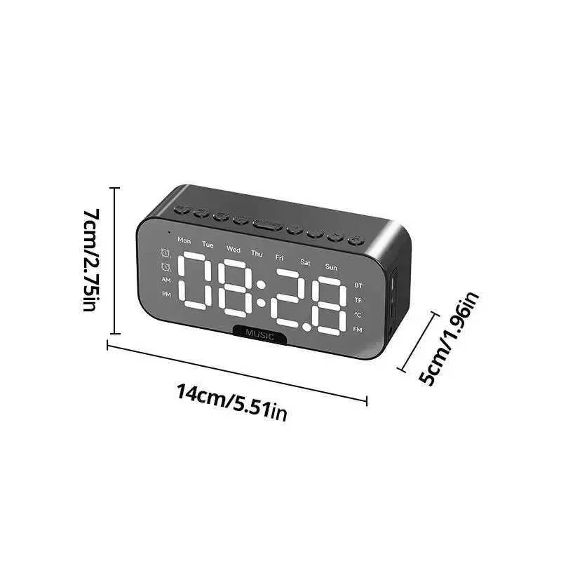 Altavoz Bluetooth Con Pantalla Grande Y Control De Temperatura - Reloj Despertador, FM, Decoración De Oficina, Color Negro