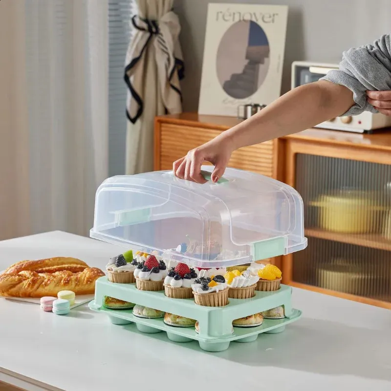 Two-Tier Cupcake Display Case Muffin Holder Portable Cupcake Storage  Box for Baking Picnics Premium Quality