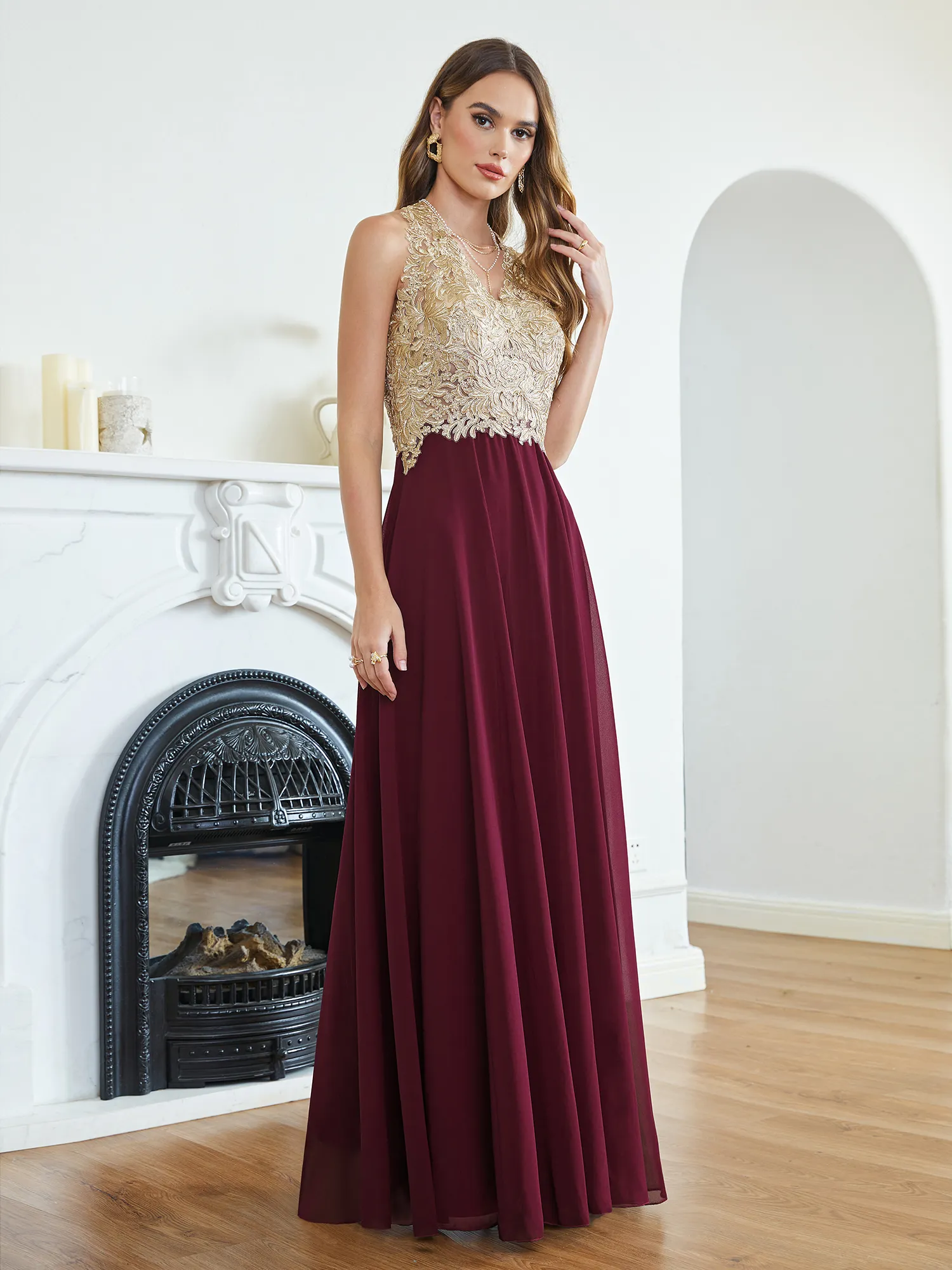 Chiffon A-Line Evening Dress with Gold Appliques, Square Neckline, Capped Sleeves, Empire Waist, and Zipper Back Sweep Train Gown from Dhgate Prom Dresses - price 75.9 Chiffon A-Line Evening Dress with Gold Appliques, Square Neckline, Capped Sleeves, Empire Waist, and Zipper Back Sweep Train Gown from Dhgate Prom Dresses - price 75.9