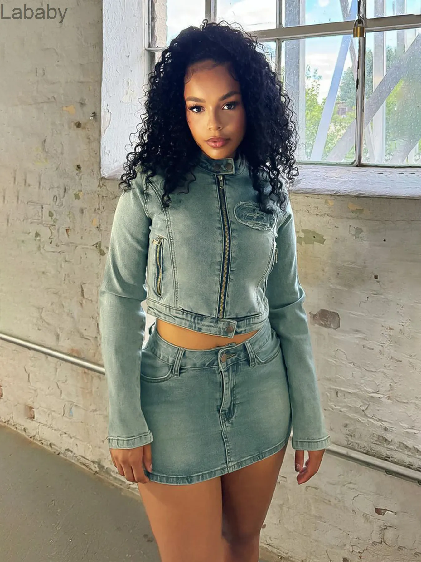 ジャケット・アウター Denim Blouson & Balloon Skirt Set bfdaf1fa-199b-4906-8ed7-