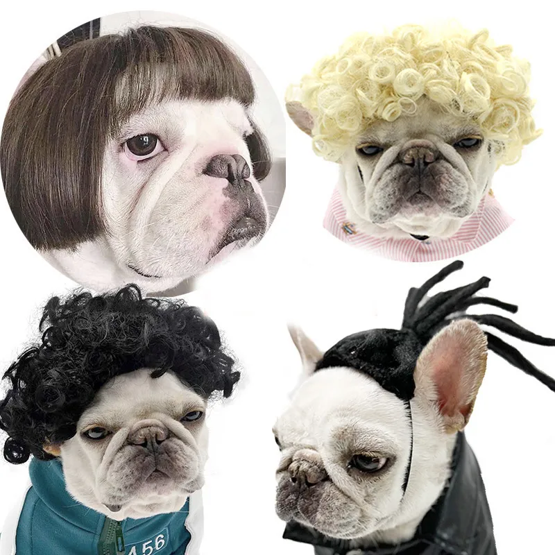 Save Big on Bulk Pet Dog Wigs Dog Wig Pet Hairpiece Curly Straight Cat Dog  Apparel Brown Black Orange Cosplay Funny Props Head Accessories Halloowen 