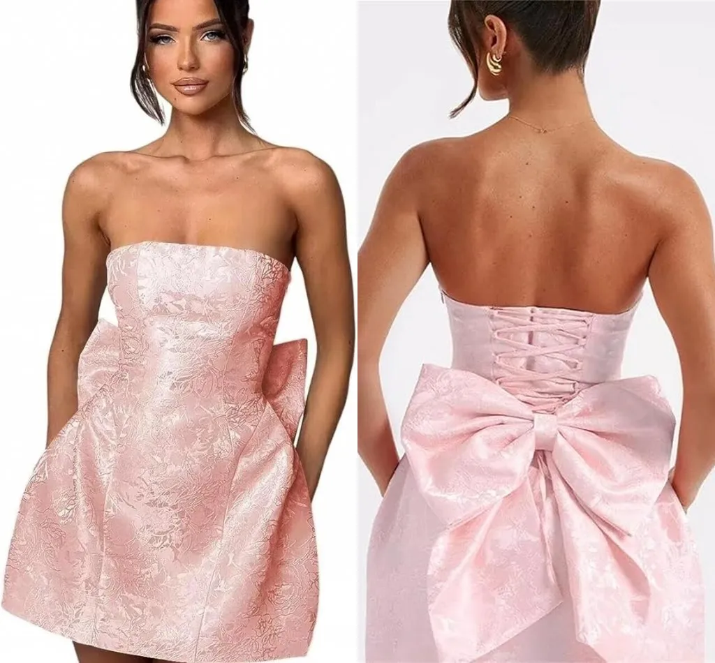 Vestido De Bienvenida Rosa De Regreso A Casa Con Un Big Back, Un