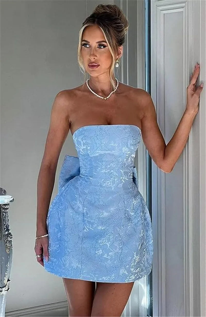 big bow homecoming dress Cute Homecoming Dresses Satin Bow Back Spaghetti Straps – Lisposa