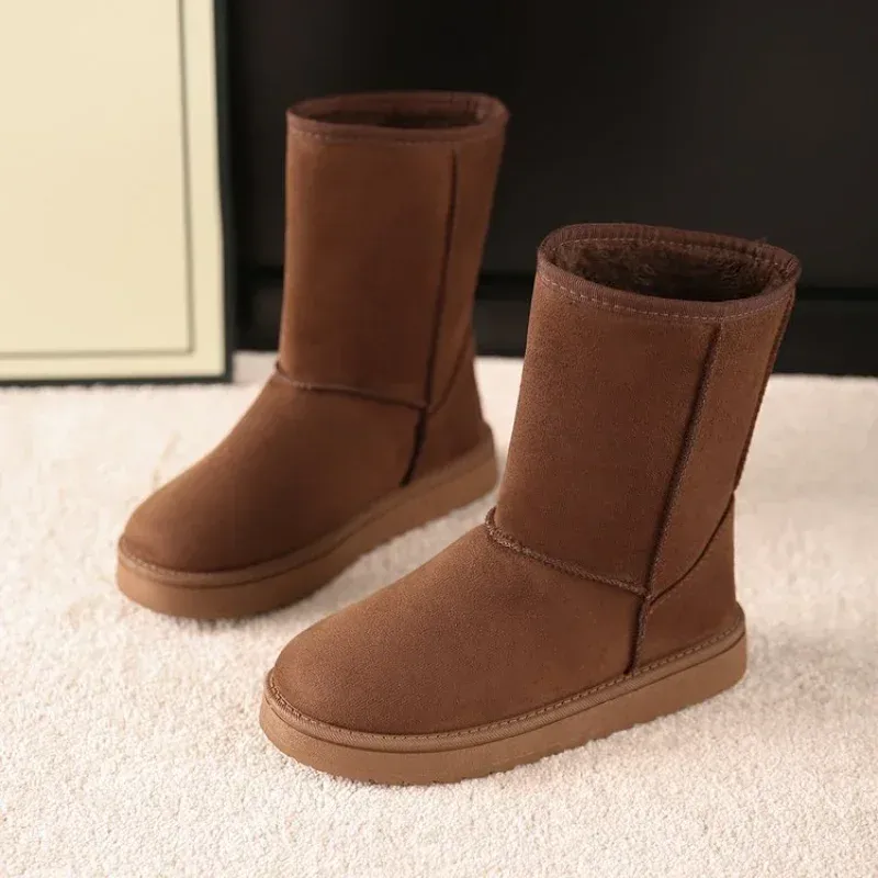 Womens Mid Calf Winter Boots Stylish Slip On Mid Calf Snow Boots