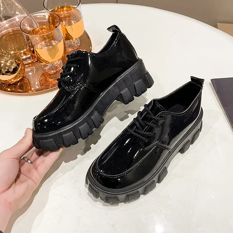 DHgate.com:Womens Leather Platform Loafers - Punk Style Slip
