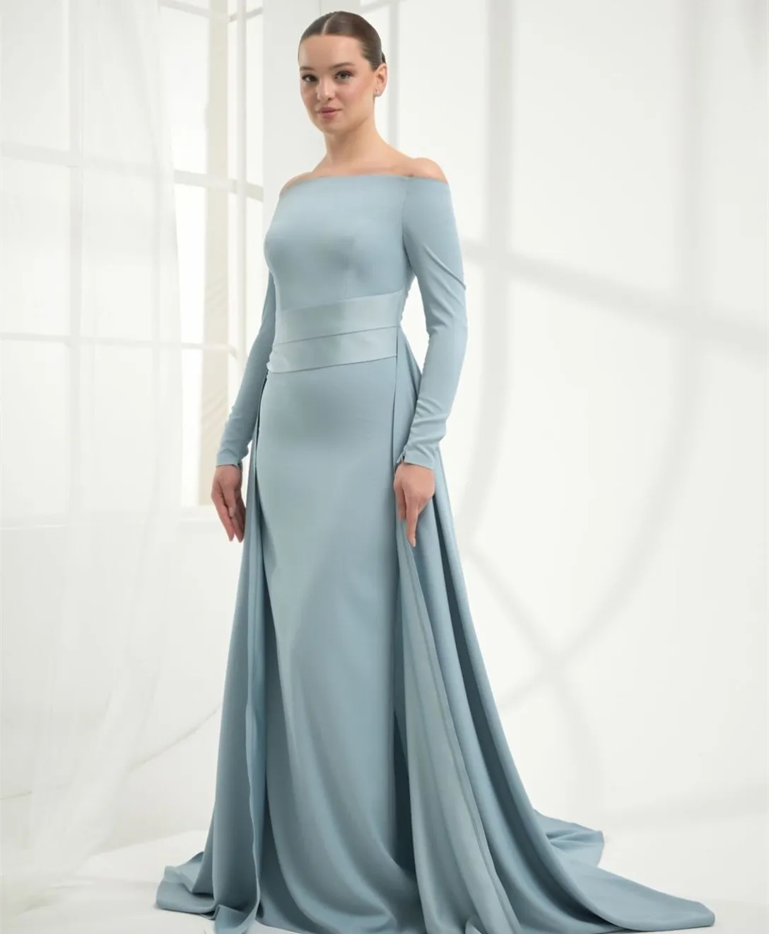 floor length formal dresses with sleeves Floor Length Deep V Neck Wholesale Formal Dresses main image 0