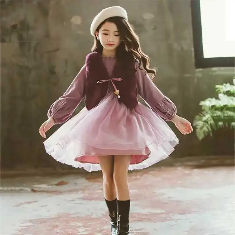 Girl's Elegant Autumn Princess Dress Long Sleeved Tutu Crepe Dress with  Crew Neck Gradient Color Style for 10-Year-Old from Dhgate Girl's Dresses -  price 33.92