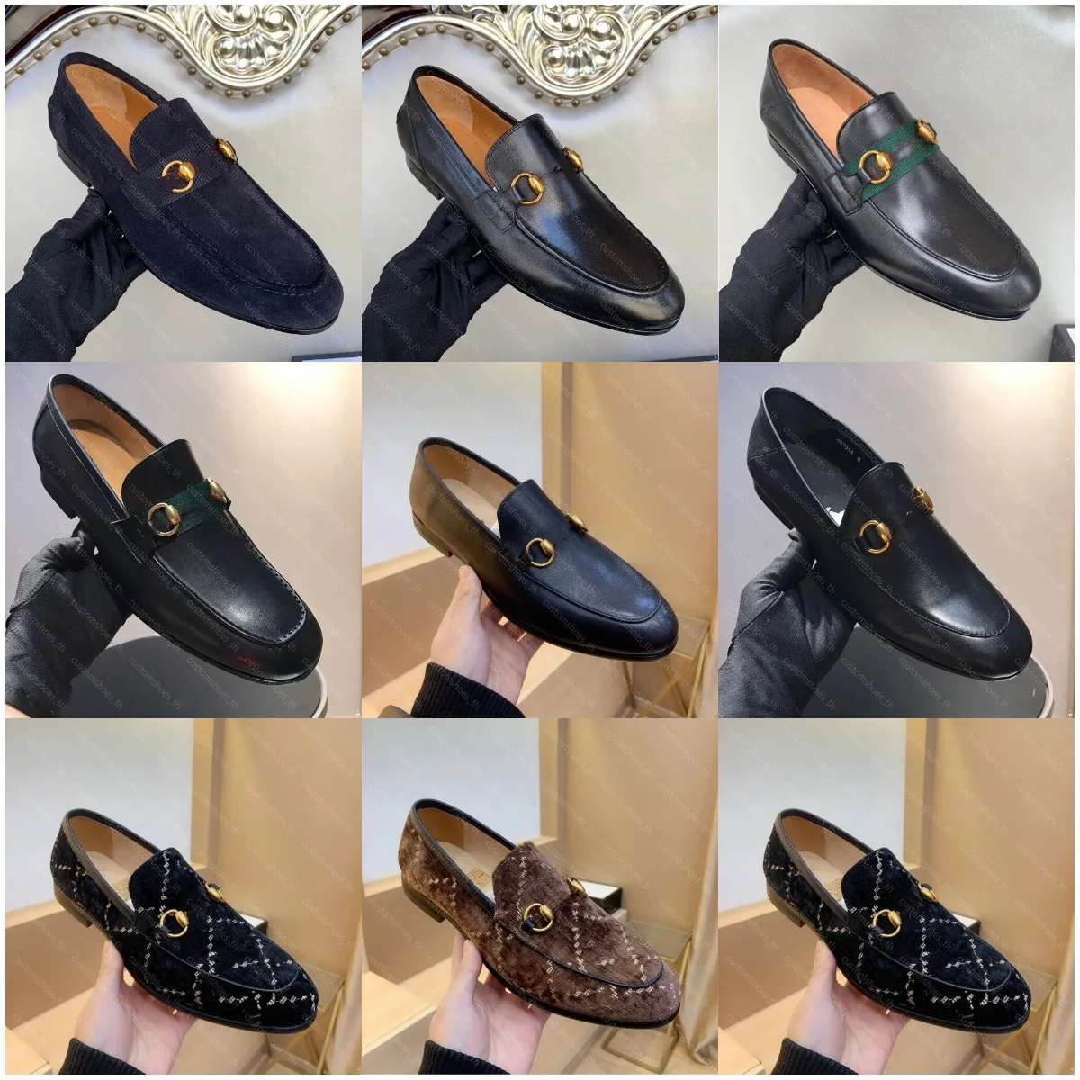 Men Loafers Designer Loafers Real Leather Footwear Men Dress Shoes Mens Printed Mule Metal Round Toe Loafers Mule Fashion Business Shoes With Box Size