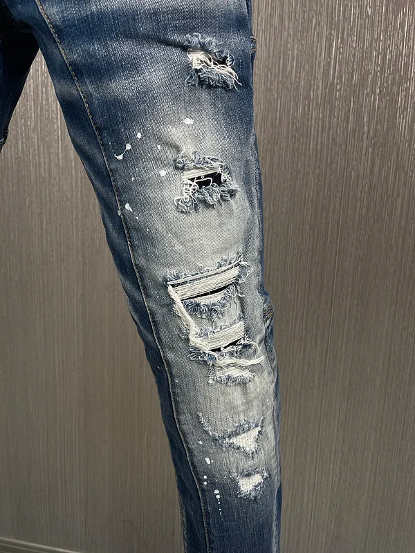 Autumn Men's Denim jeans pants for men with Patches