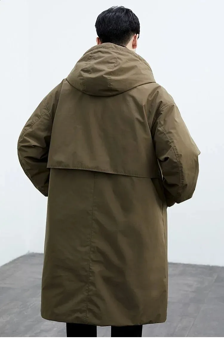 秋の準備いかがですかtimeison HOODED COAT (Cordura) Mens Spring/Autumn Long Windproof Trench Coat, Solid Color
