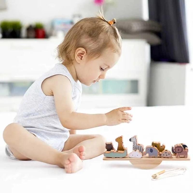 Wooden Stacking Toys for Baby - Montessori Balance Building Blocks ...
