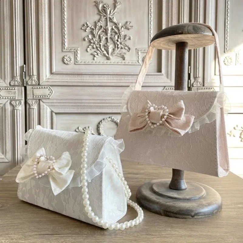 Save Big on Bulk Lace Bags Sweet Lolita Bag Patchwork Lace Crossbody Bag  With Pearls Bow For Women Best Deals on DHgate