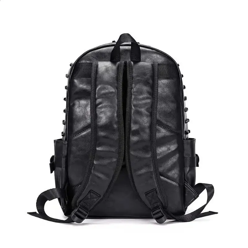 Black Rivet Backpack - Waterproof PU Leather, Mens & Womens  display picture 2
