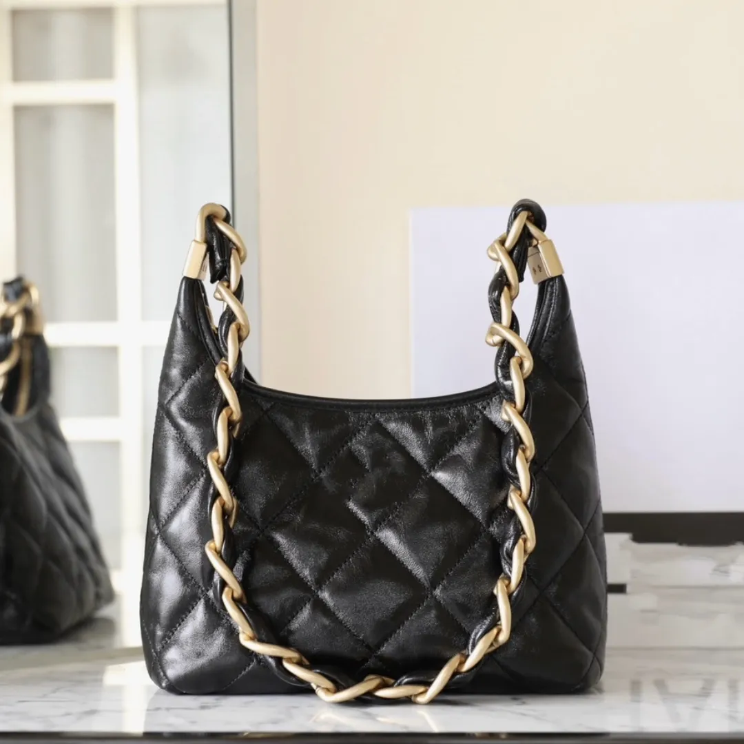 HOBO BAG Designer Leather Purse for Women Crossbody Shoulder Bag with Strap Black