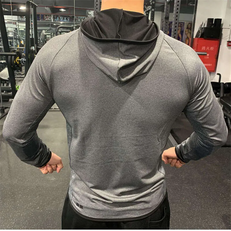 Men's Oblique Zipper Hoodie - Gym Workout Sweatshirt With Diagonal Zip Design