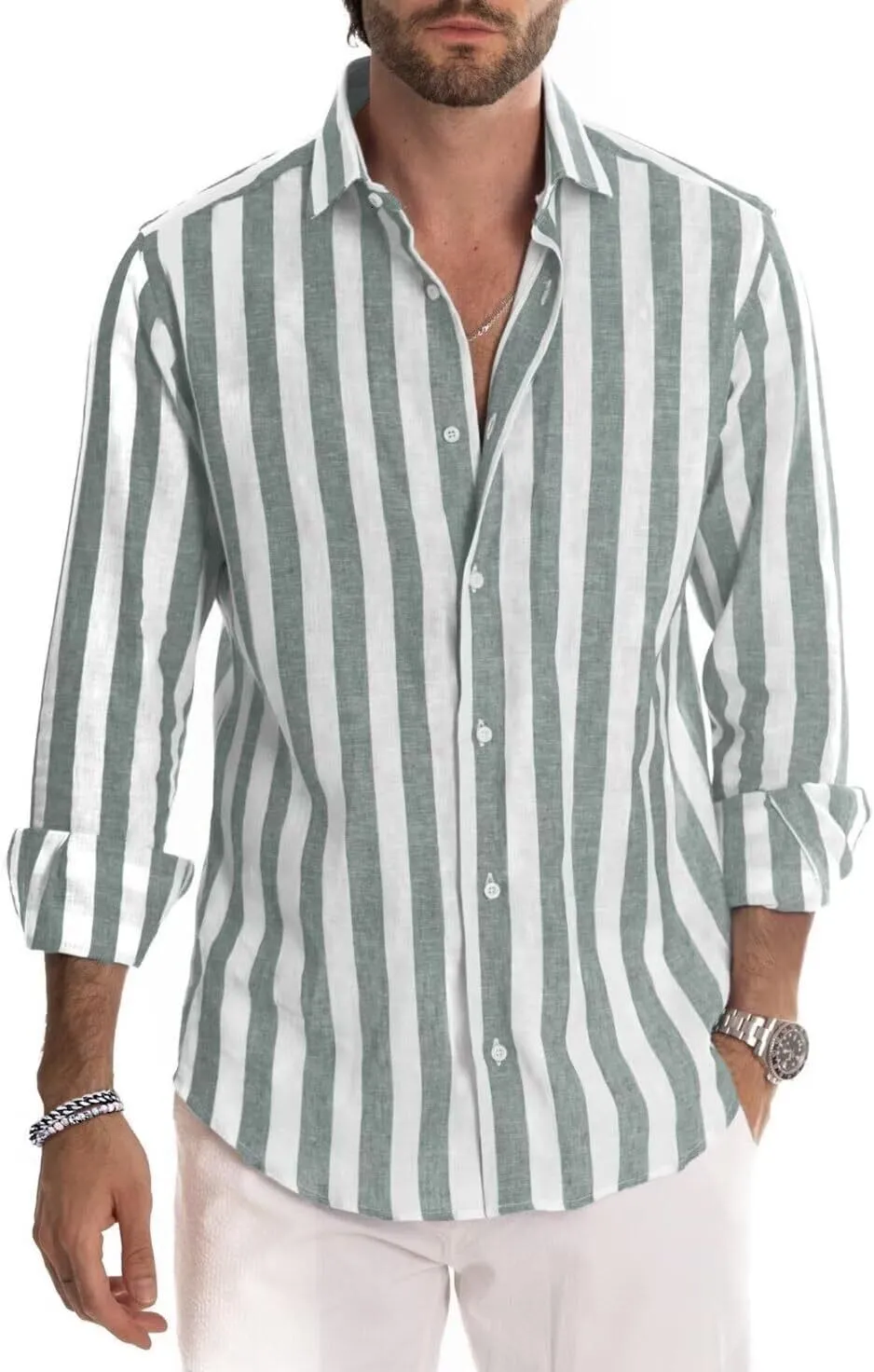 Dokotoo Men's Henley Shirt Long Sleeve - Cotton Blend Stretch Pullover With 3 Buttons - View #10