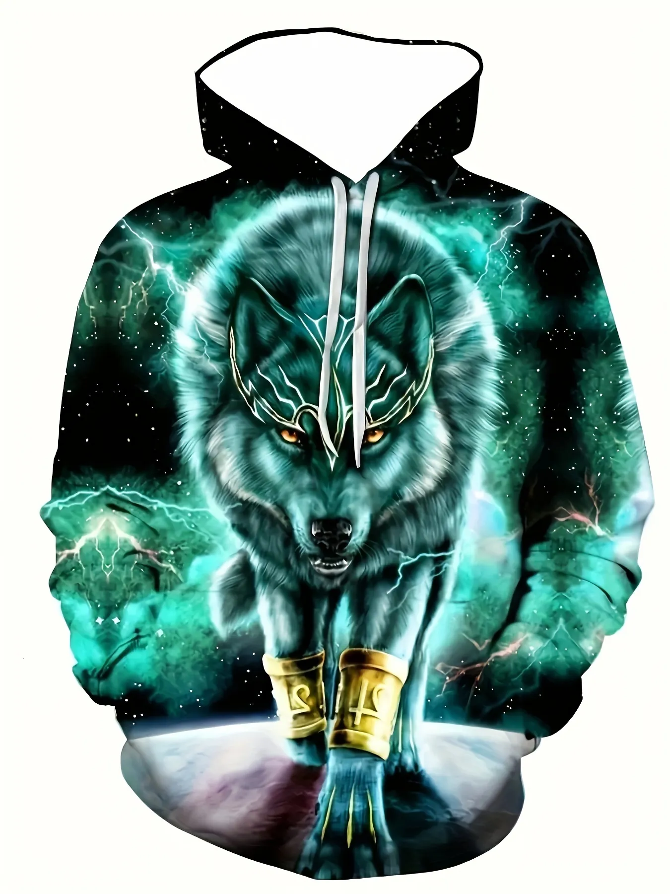 Galaxy Wolf Sweatshirt Mens All Over Print Pullover Hoodie, Casual