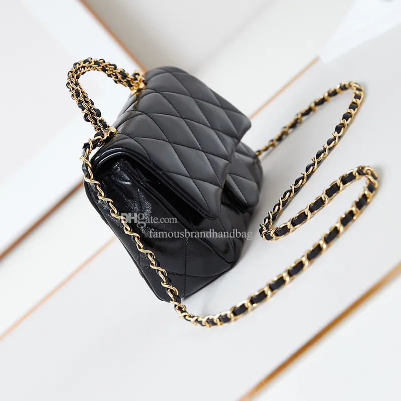 ショルダーバッグ・ポシェット Women's Micro Chain Chain Flap Bag Luxury Mini Flap Bag With Mirror, Quality Crystal Chain, And