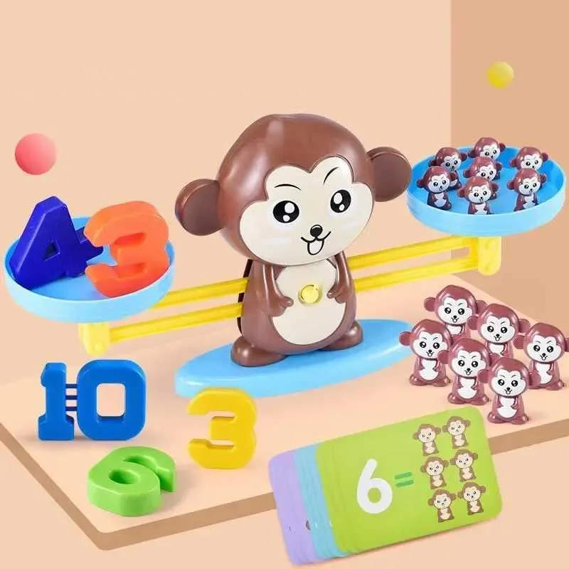 Cartoon Monkey Balance Math Toy Baby Montessori Education Game Digital Toy  Education Learning Animal Toy Teaching Materials W240827