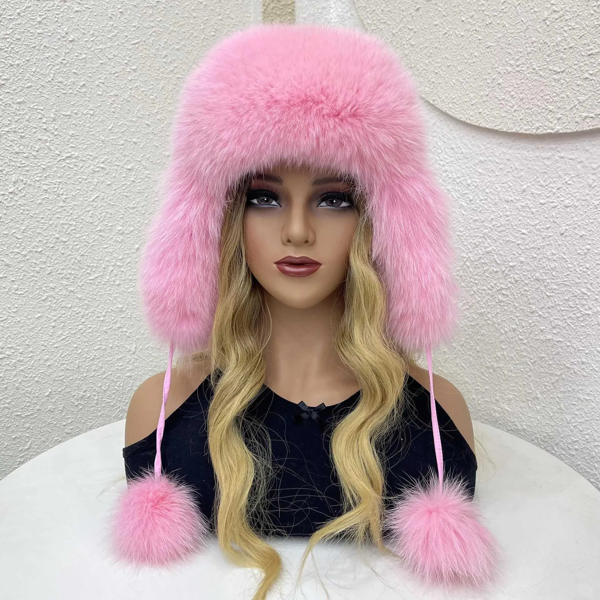 Fur Hat Pink Winter Hats Ear Flaps Fancy Poodle Faux Fur Hat Fuchsia
