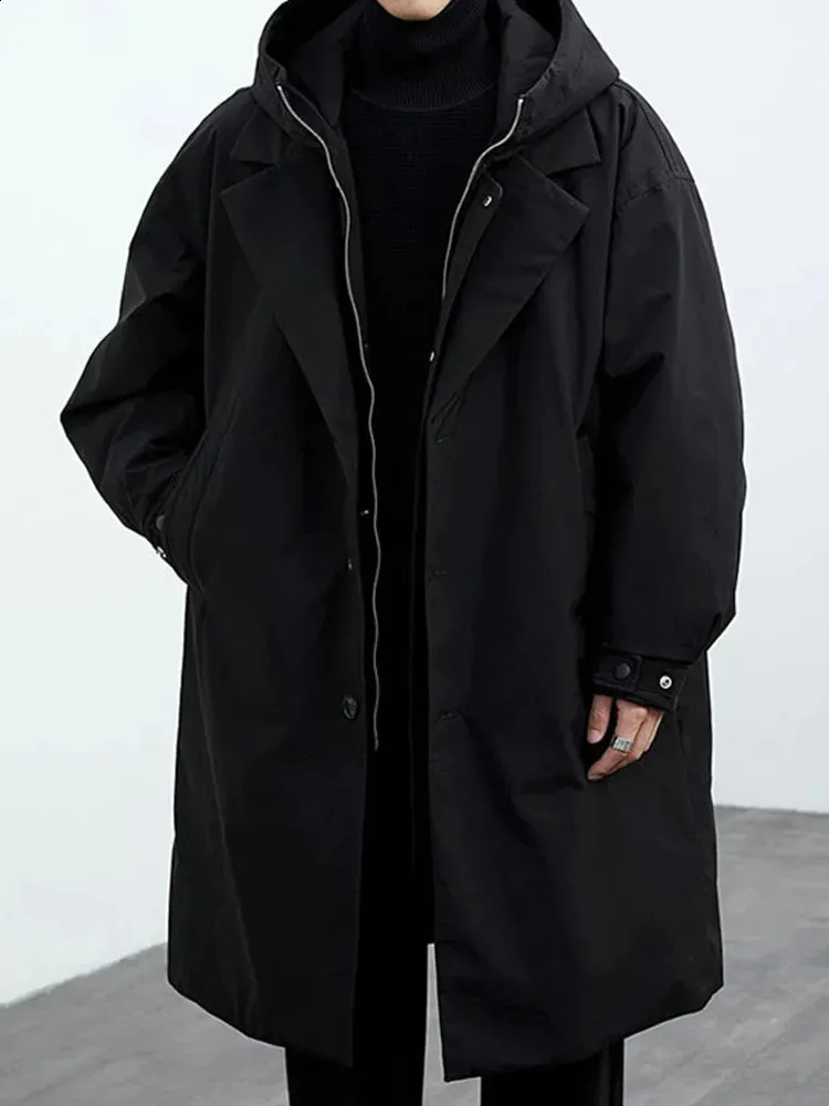 ジャケット・アウター argue essential over trench coat Men Jacket Coat Long Section Fashion Trench Coat Casual Fit