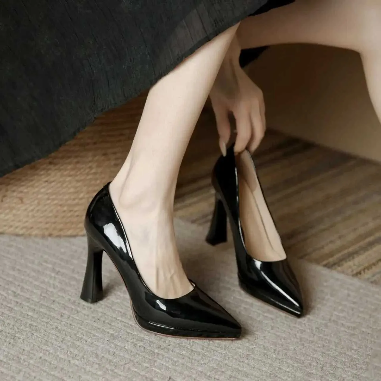 Patent leather heels for work hot sale