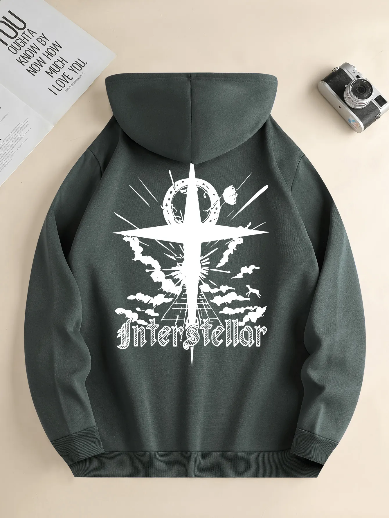 Mens Graphic Interstellar Hoodie Casual Knit From Clothingg