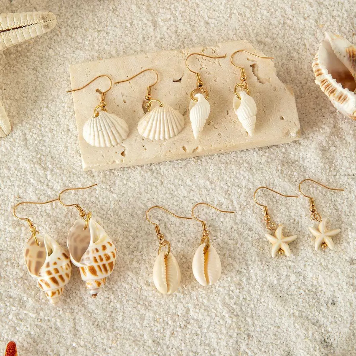Bohemian Conch Shell Starfish Earrings Set Women s Summer Jewelry Bohemian Conch Shell Starfish Earrings Set Women s Summer Jewelry