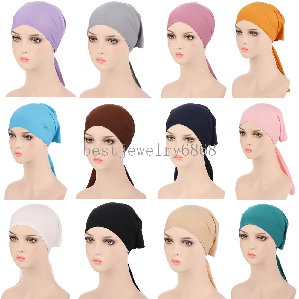 thumbnail image 2 of Buy XINNI Women Muslim Turban Lady Adjustable Hijab Islamic Stretch Elastic Head Cover, Black, Medium At 2 of 11