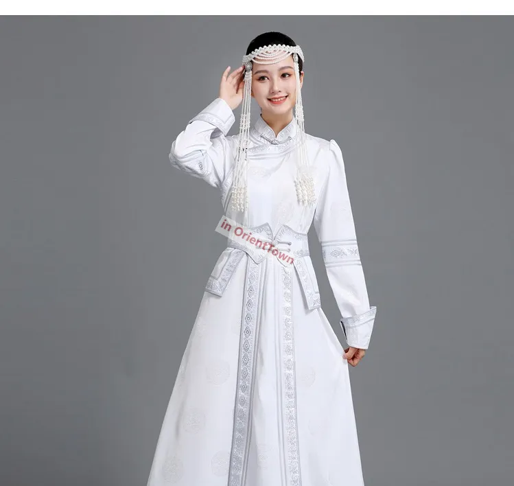 Mongolia Women's Long White Dress Velour Cotton Embroidered Applique for  Carnival Stage Wear from Dhgate Stage Wear - price 61.89