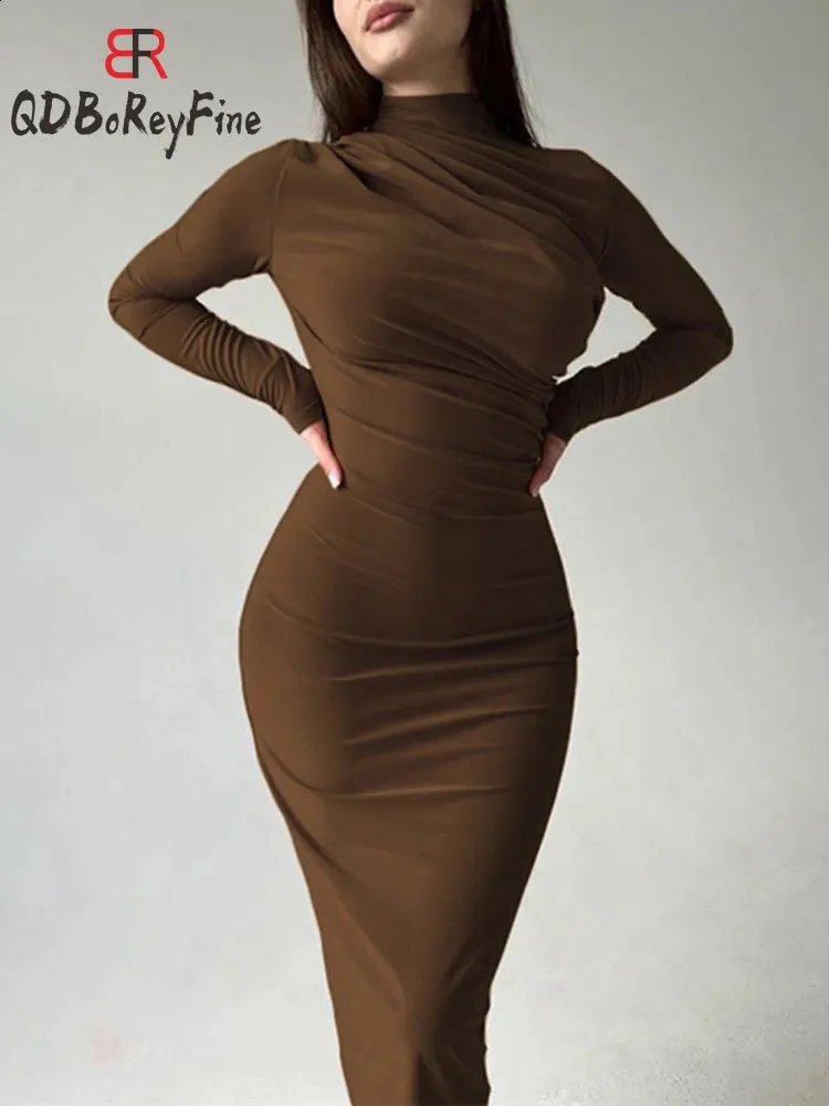 Spring/Summer Womens Tight Dress 2024 Elegant Long Sleeve Solid