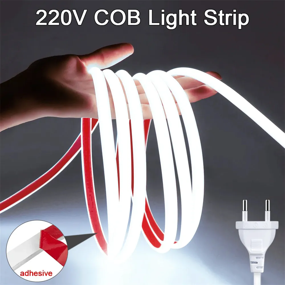 220V High Brightness COB LED Strip Lights - Waterproof, Flexible, Adhesive  - Indoor/Outdoor, Garden, Room Lighting from Dhgate LED Strips - price 2.85, image size:1000x1000