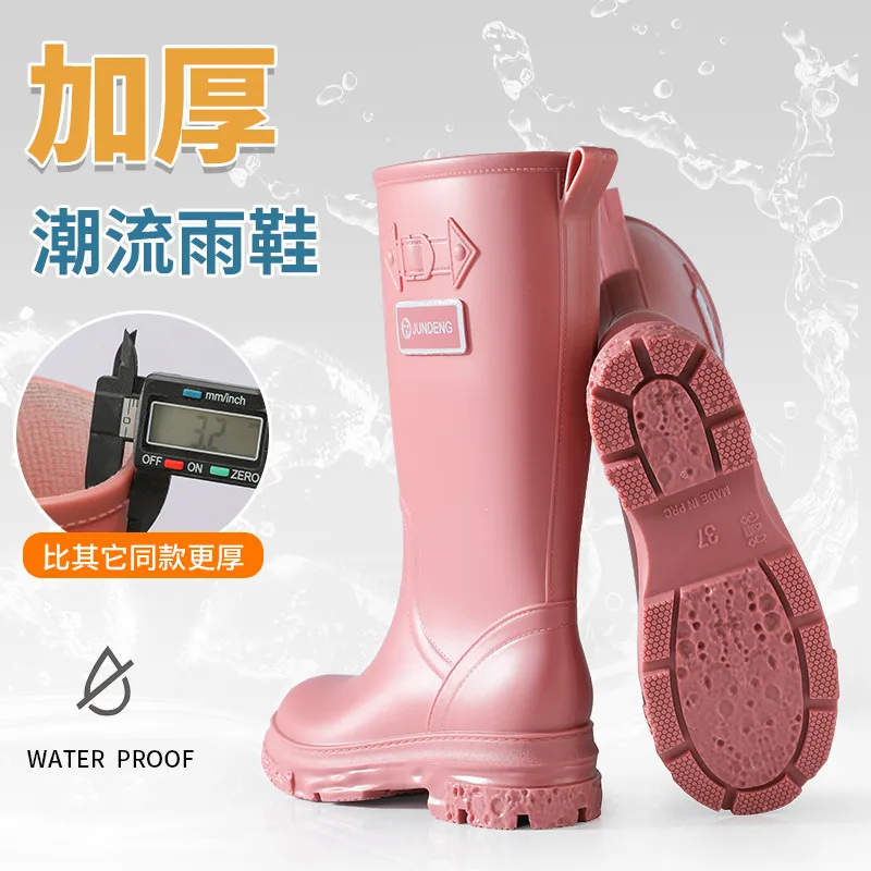 Bottes De Pluie Femme Mi-hautes Avec Talon - Caoutchouc Imperméable - Bottines Jardin, Travail, Pêche - Confortables