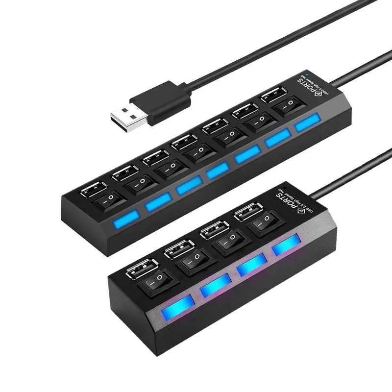 Multi Hub Drive Setup 4/7-in-1 Multi USB Splitter Hub 2.0 with Power Adapter, Multiple ...