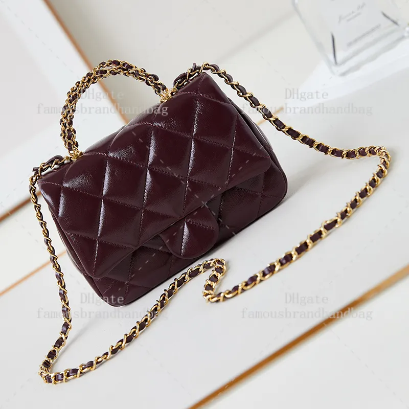 Luxury Mini Flap Bag With Mirror, Quality Crystal Chain, And
