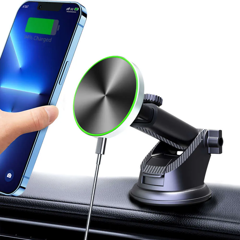 thumbnail image 2 of 120W Magnetic Charger Car Phone Holder 15W Fast Wireless Charging Autocar Phone Stand Touch Control Lights For IPhone Xiaomi 2 of 13