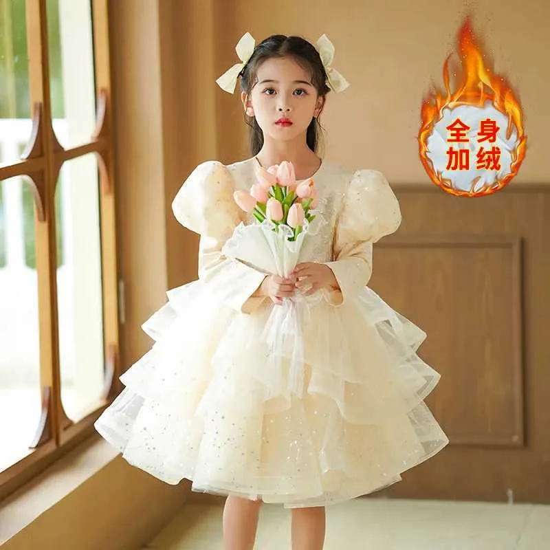 Girl's Long Sleeve Thick Princess Dress Autumn and Winter Patchwork Little  Girl Piano Performance Evening Dress H240905 from Dhgate Girl's Dresses -  price 39.46