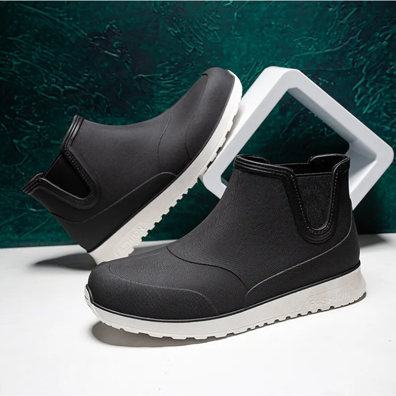 Black Rain Shoes For Men Rubber Shoe Platform Ankle Boots 2024