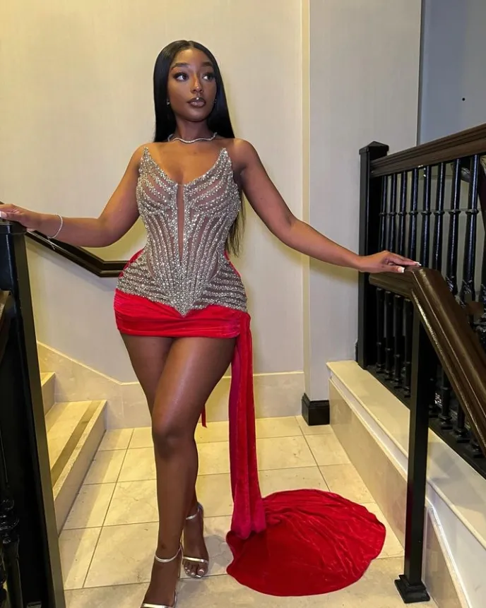 Sexy Diamante Mini Short Prom Dress with Floor-Length Train and Crystal  Embroidery from Dhgate Prom Dresses - price 162.32